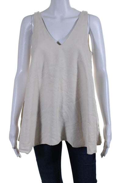 Hatch Womens Sleeveless V Neck Oversized Top Blouse Off White Size 1