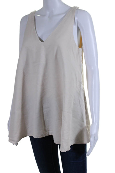 Hatch Womens Sleeveless V Neck Oversized Top Blouse Off White Size 1