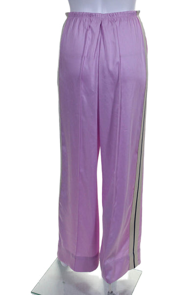 Palm Angels Womens Satin Elastic Waist Wide Leg Track Pants Pink Size 38