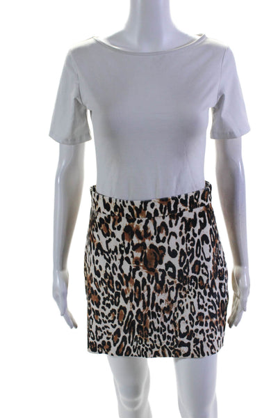 Milly Women's Hook Closure Lined A-Line Mini Skirt Animal Print Size 2