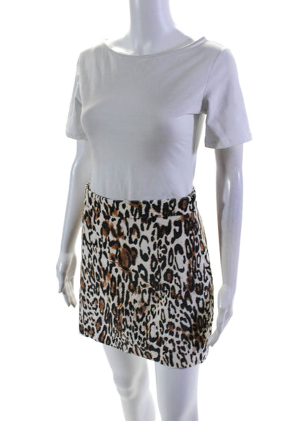 Milly Women's Hook Closure Lined A-Line Mini Skirt Animal Print Size 2