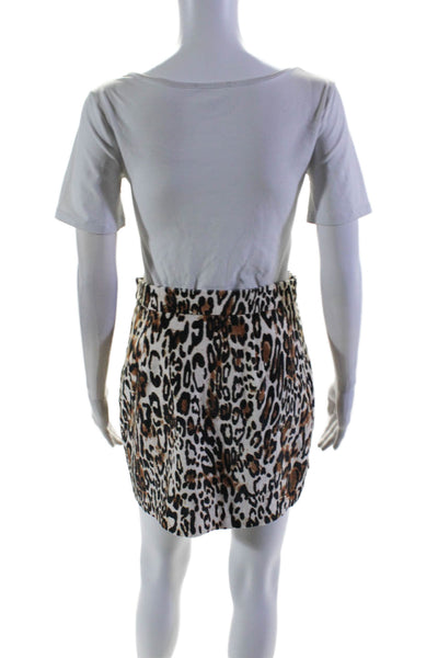 Milly Women's Hook Closure Lined A-Line Mini Skirt Animal Print Size 2