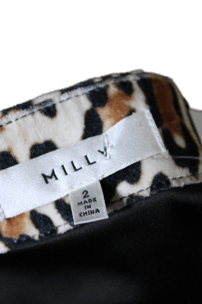 Milly Women's Hook Closure Lined A-Line Mini Skirt Animal Print Size 2