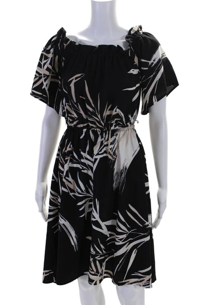 N Natori Womens Black Leaf Print Dress Black Size 0 12350816