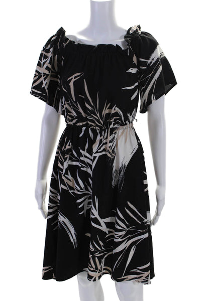 N Natori Womens Black Leaf Print Dress Black Size 6 12351622