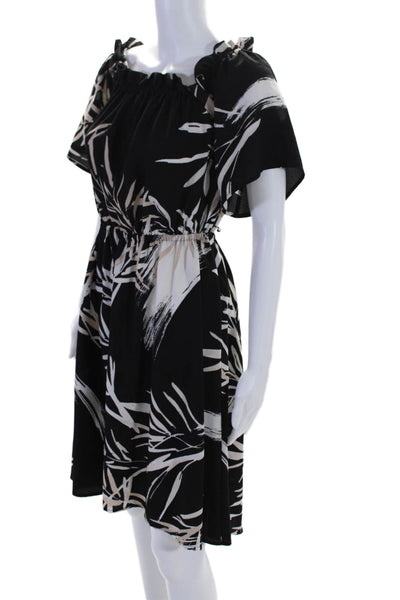 N Natori Womens Black Leaf Print Dress Black Size 6 12351622