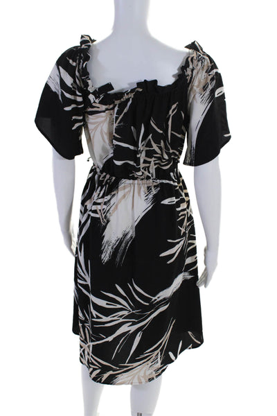 N Natori Womens Black Leaf Print Dress Black Size 6 12351622