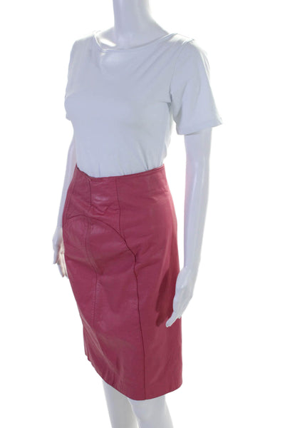 CHIA Womens Back Zip Straight Pencil Skirt Leather Pink Size 8 US