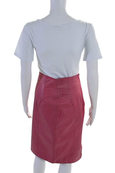 CHIA Womens Back Zip Straight Pencil Skirt Leather Pink Size 8 US