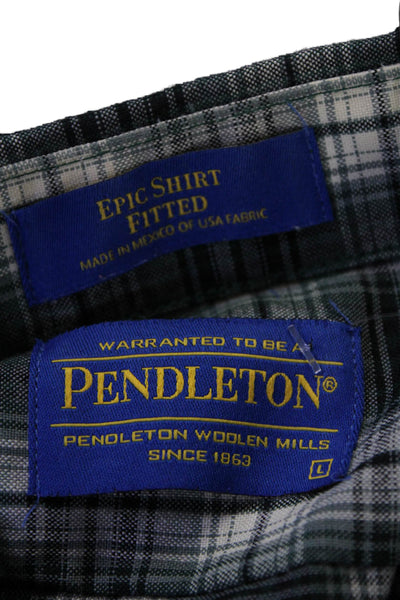 Pendleton Mens Long Sleeve Collared Button Down Top Green Size Large