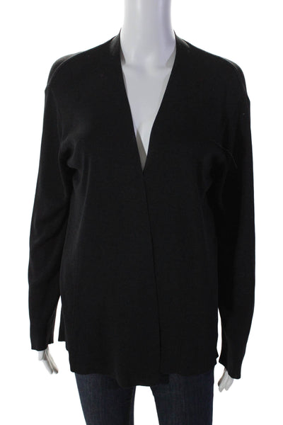 Escada Women's Long Sleeves Open Front Cardigan Sweater Black Size 42