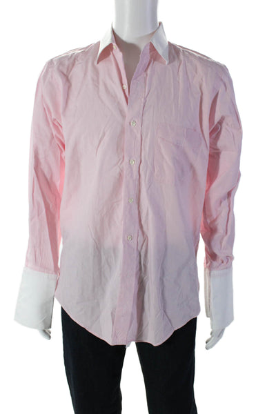 Burberry London Men's Collared Long Button Down Shirt Pink Size 16