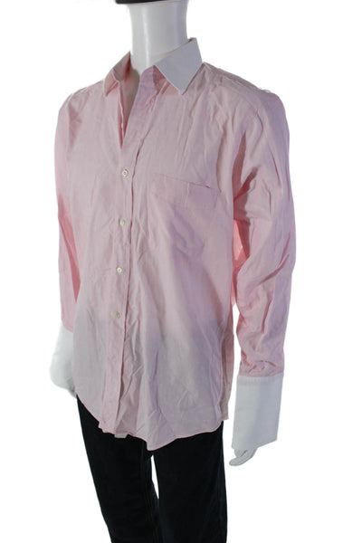 Burberry London Men's Collared Long Button Down Shirt Pink Size 16