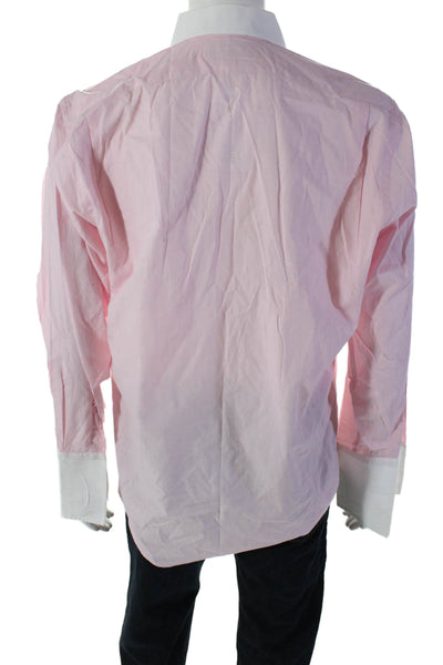 Burberry London Men's Collared Long Button Down Shirt Pink Size 16