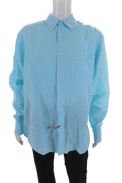 Vilebrequin Mens Long Sleeve Collared Button Down Shirt Blue Size XXL