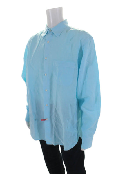 Vilebrequin Mens Long Sleeve Collared Button Down Shirt Blue Size XXL