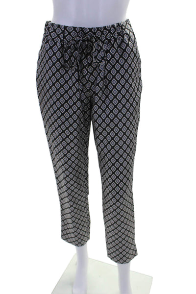 The Kooples Womens Silk Black Printed Drawstring Straight Leg Pants Size S