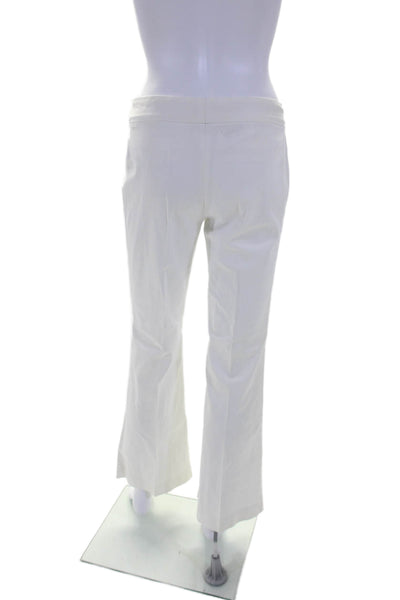 Bergdorf Goodman Womens Solid White Mid-Rise Pleated Flare Leg Pants Size 2