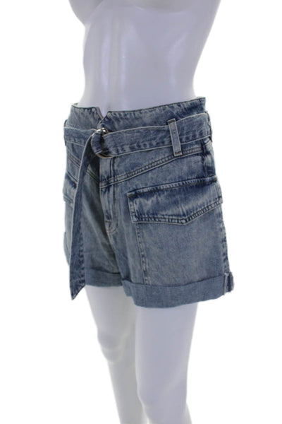 Jonathan Simkhai Womens Blue Belt High Waisted Front Pockets Denim Shorts Size27