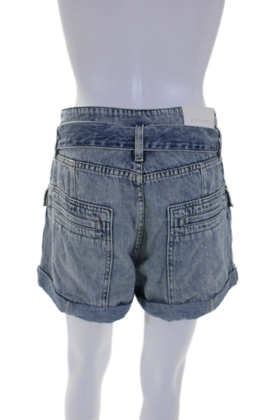 Jonathan Simkhai Womens Blue Belt High Waisted Front Pockets Denim Shorts Size27