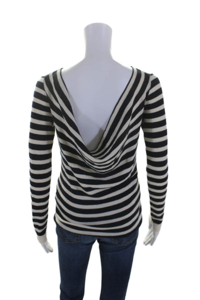 Rag & Bone Womens Long Sleeve Scoop Neck Striped Sweater Navy White Wool XS