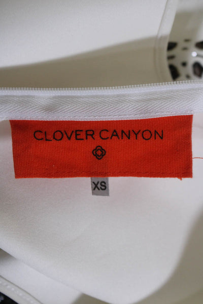 Clover Canyon Womens Back Zip Laser Cut Crew Neck Top White Size Extra Small