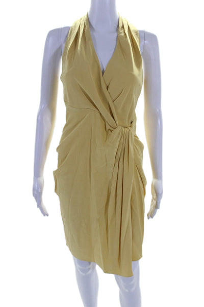 Catherine Malandrino Womens Back Zip Sleeveless V Neck Shift Dress Yellow Size 4