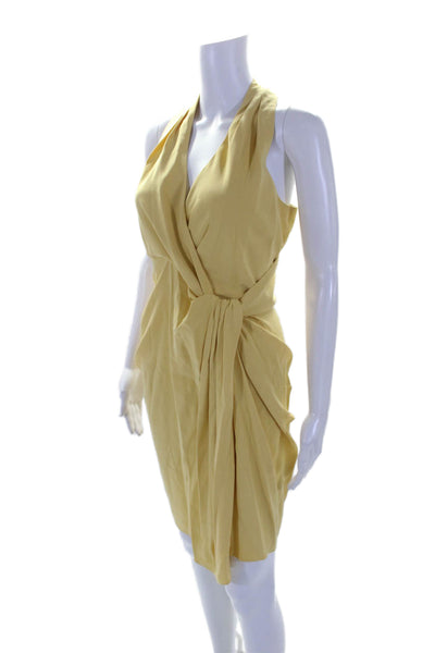 Catherine Malandrino Womens Back Zip Sleeveless V Neck Shift Dress Yellow Size 4