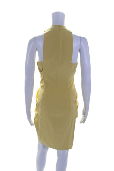 Catherine Malandrino Womens Back Zip Sleeveless V Neck Shift Dress Yellow Size 4