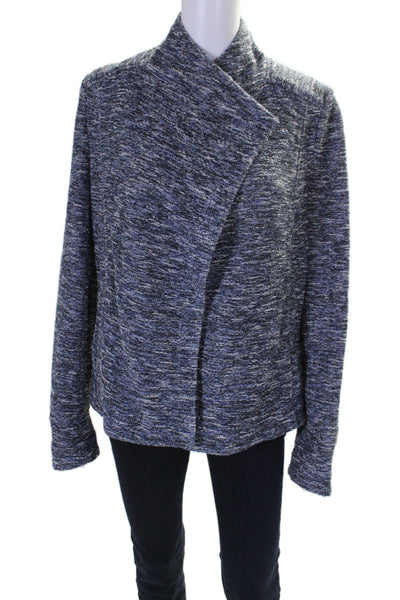 Vince Womens Long Sleeve Open Front Knit Jacket Blue Cotton Size Large