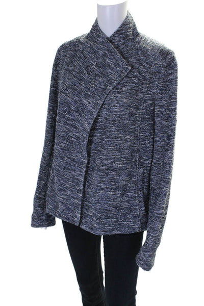 Vince Womens Long Sleeve Open Front Knit Jacket Blue Cotton Size Large