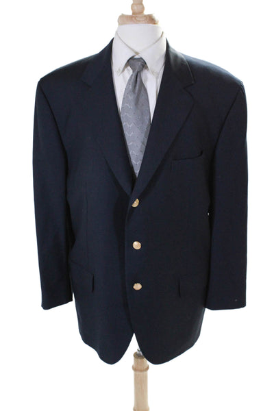 Faconnable Mens Wool Collared Long Sleeve Blazer Jacket Navy Size EUR 58