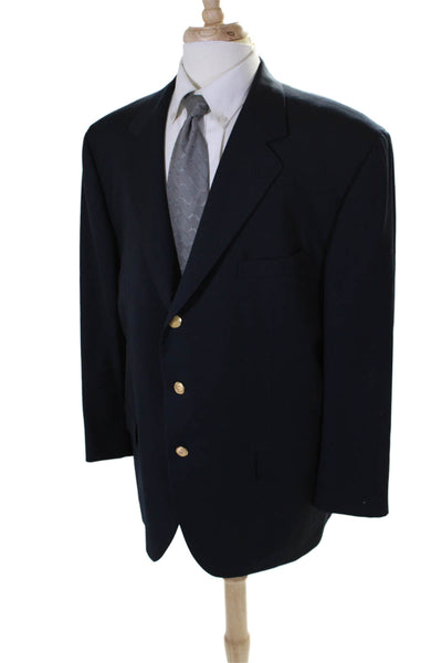 Faconnable Mens Wool Collared Long Sleeve Blazer Jacket Navy Size EUR 58