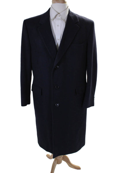 Lewis & Thos. Salt Mens Cashmere Buttoned Long Sleeve Trench Coat Navy Size L