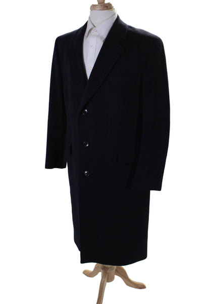 Lewis & Thos. Salt Mens Cashmere Buttoned Long Sleeve Trench Coat Navy Size L