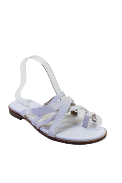 Via Spiga Womens Leather Strappy Toe Ring Slide On Sandals White Size 38 8