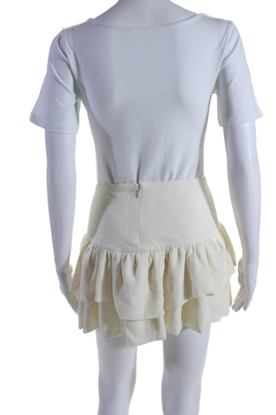 Maje Womens High Rise A Line Tiered Extra Mini Skirt Ivory White Size EUR 40