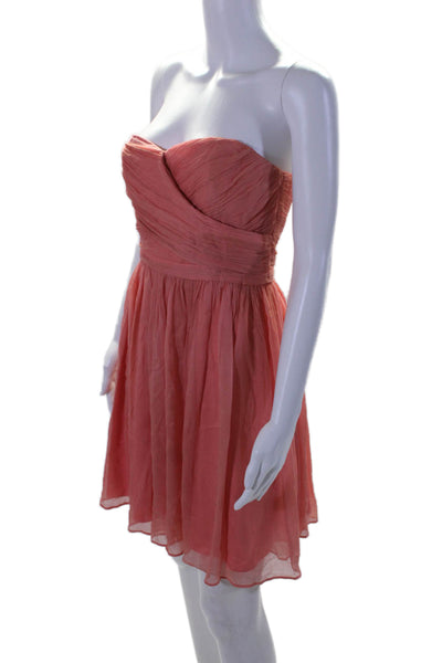 J Crew Womens Silk Chiffon Ruched Sleeveless Mini Empire Waist Dress Pink Size 2