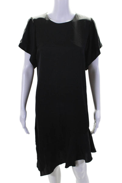 Theory Womens Short Sleeve Scoop Neck Mid Calf Dress Black Size Small