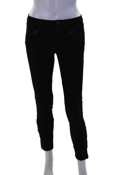 Marc By Marc Jacobs Womens Tapered Leg Front Zip Skinny Pants Black Size 2