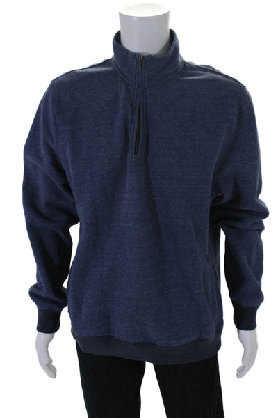 J Crew Mens Half Zipper Long Sleeves Sweater Blue Cotton Size Extra Large