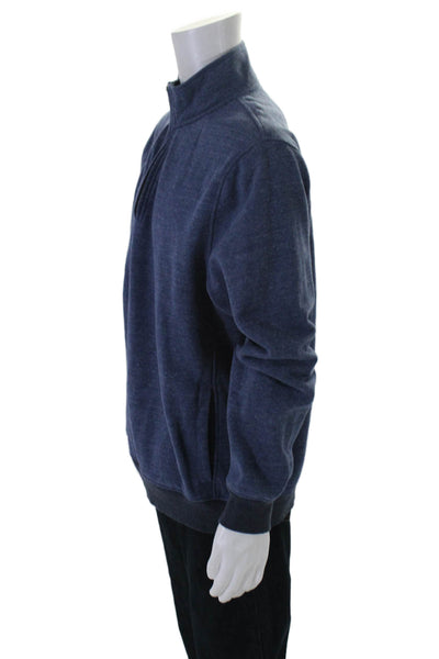 J Crew Mens Half Zipper Long Sleeves Sweater Blue Cotton Size Extra Large