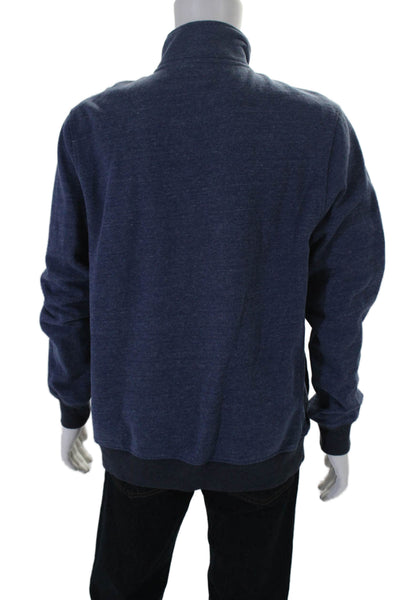 J Crew Mens Half Zipper Long Sleeves Sweater Blue Cotton Size Extra Large