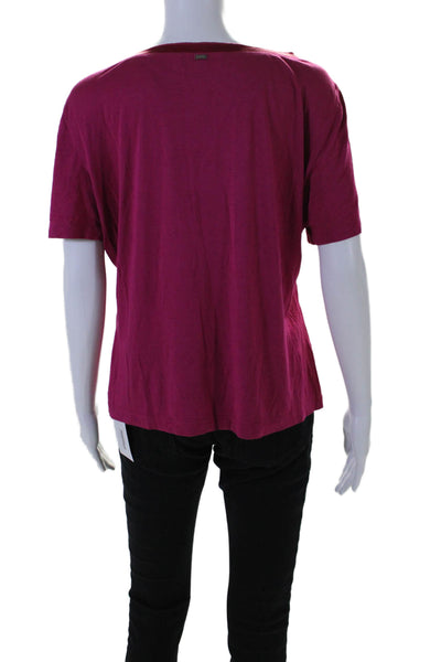 St. John Womens Short Sleeves V Neck Tee Shirt Raspberry Pink Size Large