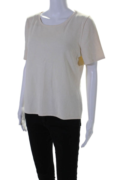 St. John Womens Short Sleeves Crew Neck Pullover Sweater White Wool Size Medium