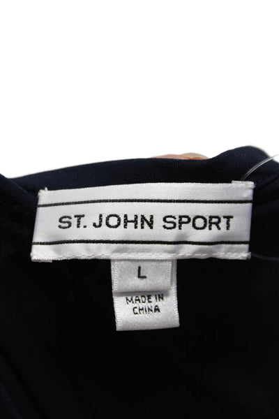 St. John Sport Womens Short Sleeves Pullover Tee Shirt Navy Blue Size Large