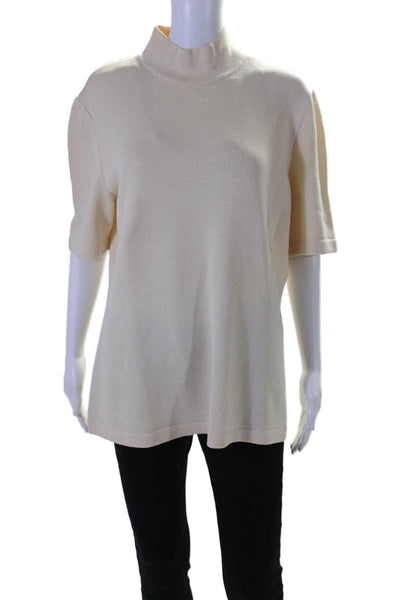 St. John Basics Womens Short Sleeves Turtleneck Sweater White Size Medium