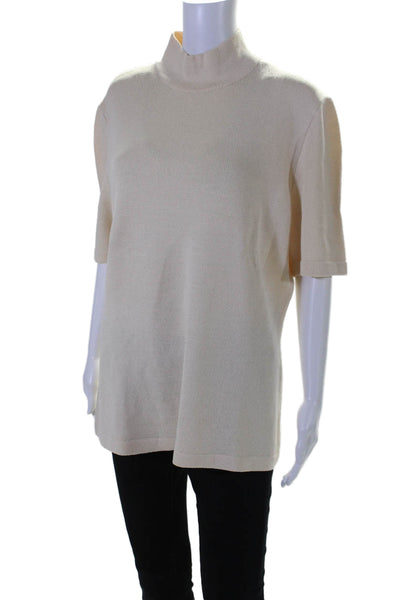 St. John Basics Womens Short Sleeves Turtleneck Sweater White Size Medium