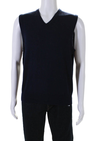 Saks Fifth Avenue Men's V-Neck Sleeveless Pullover Sweater Vest Blue Size XL