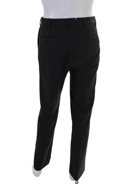 Incotex Mens Wool Flat Front Straight Leg Dress Pants Black Size 34